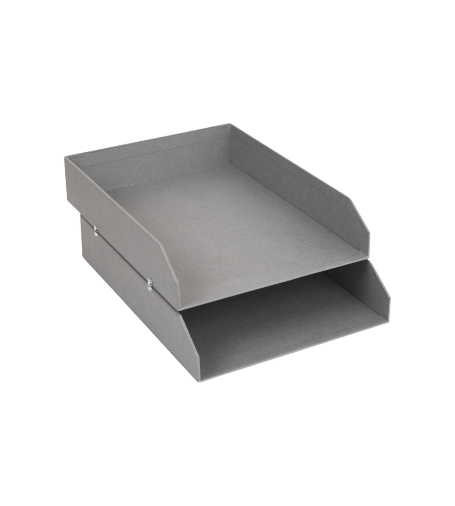 Das Bigso HAKAN Dokumentenablage Set 2 Stk. in Grau bietet zwei offene Ablagen für A4-Dokumente - ideal als Schreibtisch Organizer.